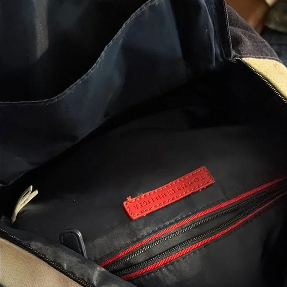 Tommy Hilfiger Black and Red Canvas Backpack - Picture 4 of 6